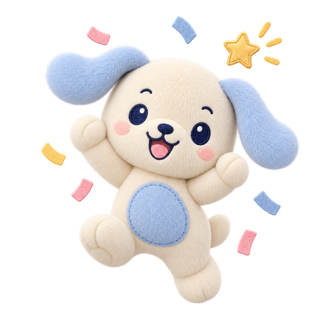 Plushy celebrating